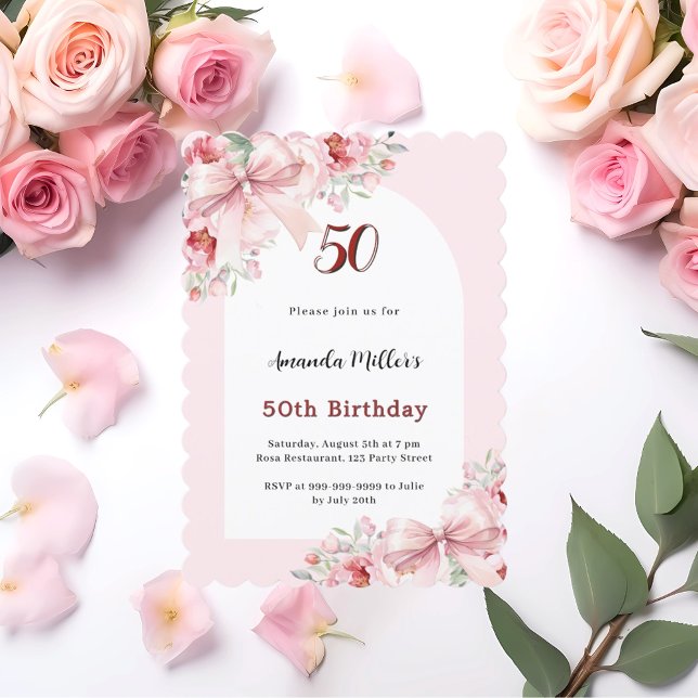 Invitation Fleurs roses arcs coquette arc anniversaire (Créateur téléchargé)