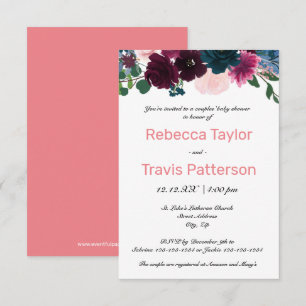 Invitation Fleurs roses - Baby Shower pour couples 3x5