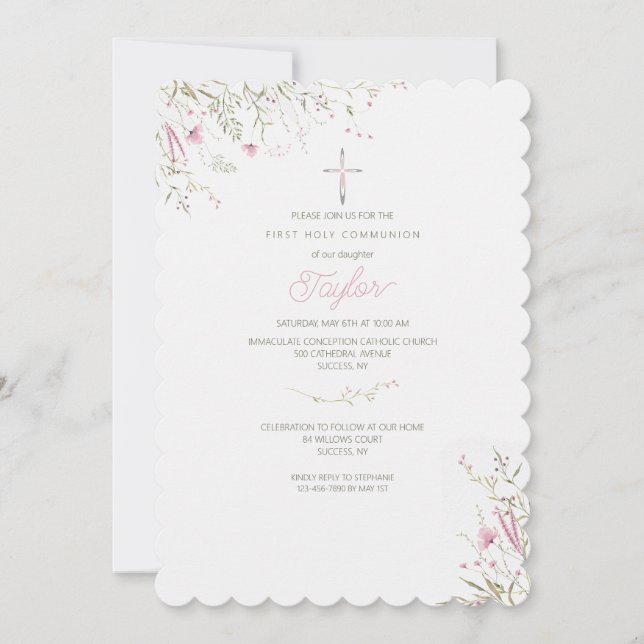 Invitation Fleurs roses Dainty (Devant)