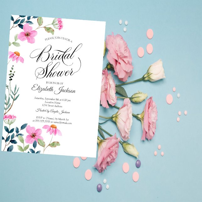 Invitation Fleurs roses de jardin  Baby shower  (Créateur téléchargé)