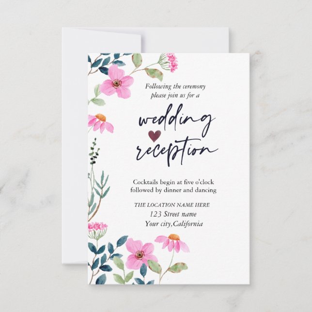 Invitation Fleurs roses de jardin  Réception (Devant)