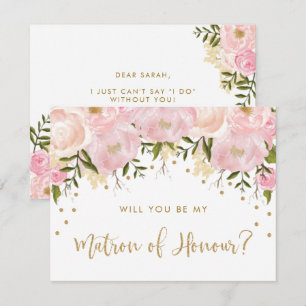 Invitation Fleurs roses d'or rousses Soyez mon maître d'honne