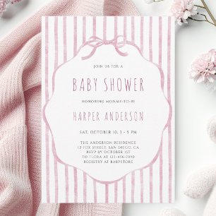 Invitation Fleurs roses douces avec cadre pour Baby Shower fi