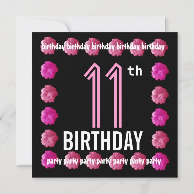 Invitation Fleurs roses du 11e anniversaire pour son W762 (Devant)