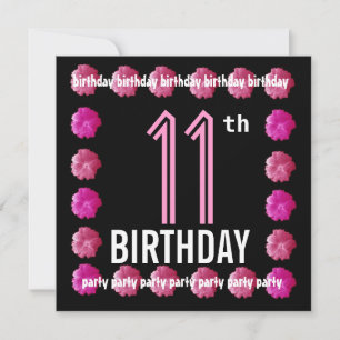 Invitation Fleurs roses du 11e anniversaire pour son W762