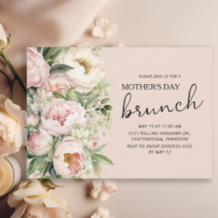 Invitation Fleurs roses élégantes brunch de la fête des mères