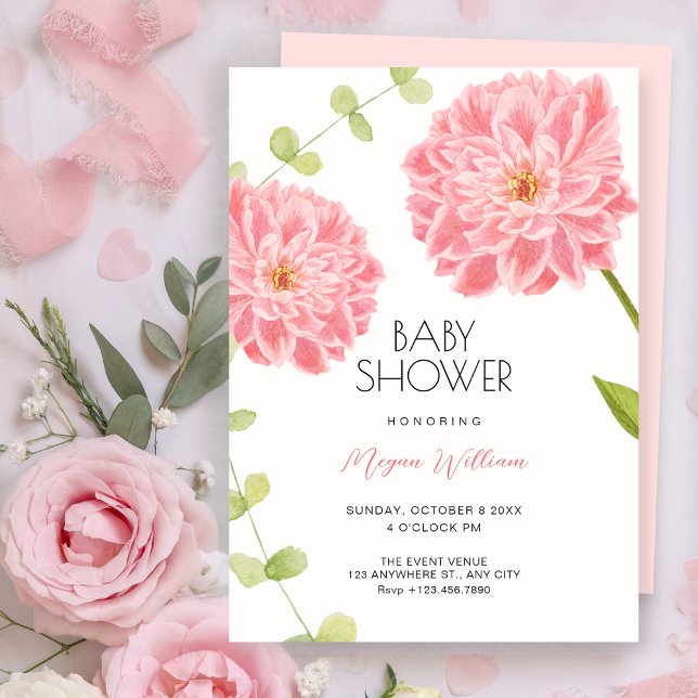 Invitation Fleurs roses en fleurs shower bébé  (Créateur téléchargé)