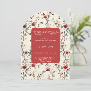 Invitation Fleurs roses et rouges de printemps en fleurs
