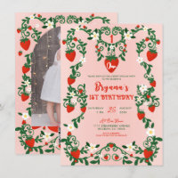 Fleurs roses et rouges Vignes Fraise 1er Anniversa
