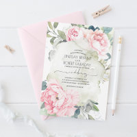 Fleurs roses et verdure Élégant mariage vintage