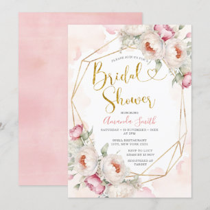 Invitation Fleurs roses Fille Fête des mariées Verdure