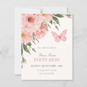 Invitation Fleurs roses fleurissent