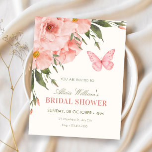 Invitation Fleurs roses fleurissent douche de mariée