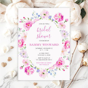 Invitation Fleurs Roses Florales Mariage