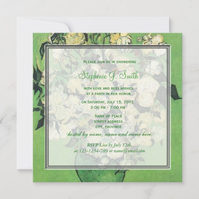 Invitation Fleurs roses florales vintage pour baby shower de  (Devant)