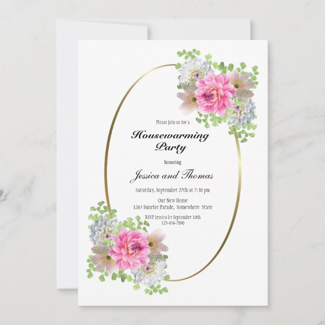 Invitation Fleurs roses Foyer (Devant)