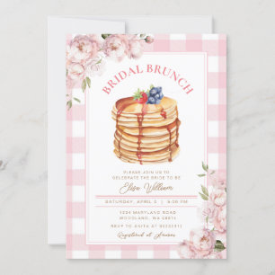 Invitation Fleurs roses Fruit Pancake Fête des mariées Brunch