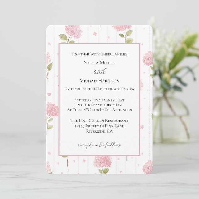 Invitation Fleurs Roses Jolies Mariage    (Debout devant)