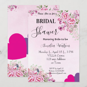Invitation Fleurs roses, magenta Fête de mariage classique
