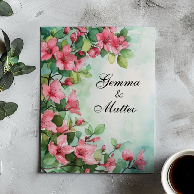 Invitation Fleurs roses Mariage de verdure (Créateur téléchargé)