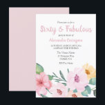 Invitation Fleurs roses mignonnes Soixante et fabuleux 60e an<br><div class="desc">Fleurs roses mignonnes Soixante et fabuleuse 60e anniversaire Voir la collection correspondante</div>