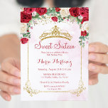 Invitation Fleurs Roses modernes Blush Pink Sweet 16<br><div class="desc">Fleurs Roses modernes Parties scintillant or Blush rose Sweet 16 Invitation Fleurs Roses modernes Blush rose Sweet 16</div>