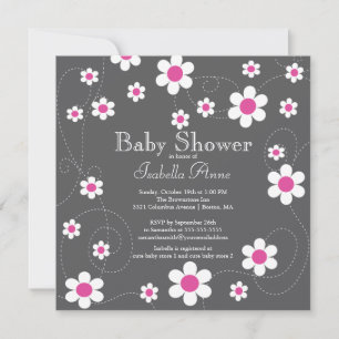 Invitation Fleurs roses modernes et amusantes Flora Girls Bab
