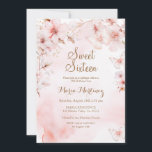 Invitation Fleurs roses Or Avec Parties scintillant Or Douce<br><div class="desc">Fleurs d'or roses avec Parties scintillant d'or rose pâle rose pâle 16 Invitation Fleurs Roses modernes rose pâle 16</div>