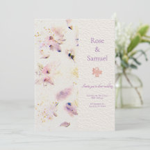 Fleurs roses Papier élégant Mariage texturé I