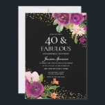 Invitation Fleurs roses Parties scintillant Black 40th Birthd<br><div class="desc">Parties scintillant de fleurs roses Black 40th Birthday Party Invitation Voir la collection correspondante dans Niche and Nest Store</div>