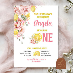 Invitation Fleurs roses pastel Floral Lemon Sweet One Premier
