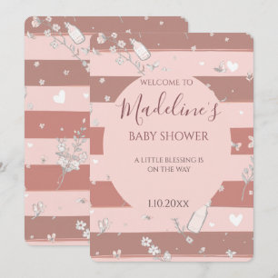 Invitation Fleurs roses poussiéreuses en cercle pour Baby Sho