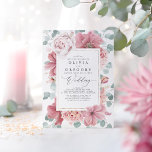 Invitation Fleurs Roses poussiéreuses et verdure Mariage élég<br><div class="desc">Invitations romantiques à mariage rose pâle</div>