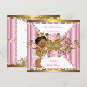 Invitation Fleurs Roses Roses Blanches Princesse Baby Shower 