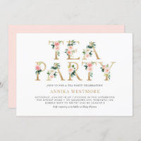 Fleurs Roses Rouges Gold Foil Spring Tea Party