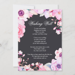 Invitation Fleurs roses rousses sur le puits de désir noir