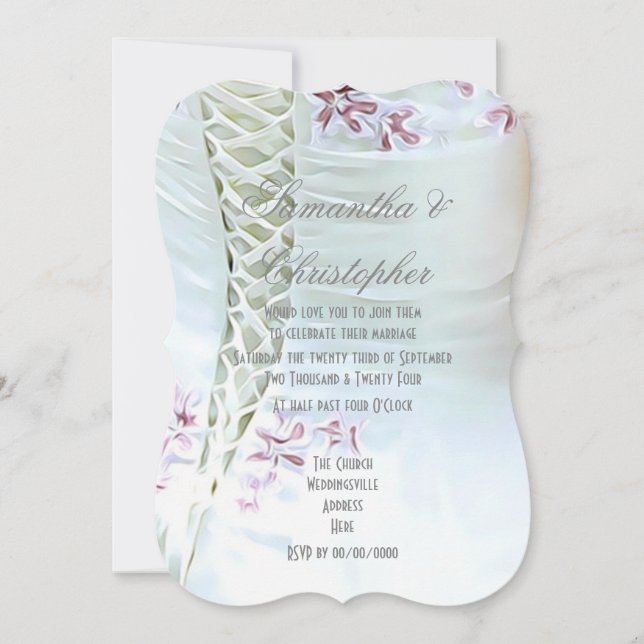 Invitation Fleurs roses sur les mariées habillent mariage (Devant)
