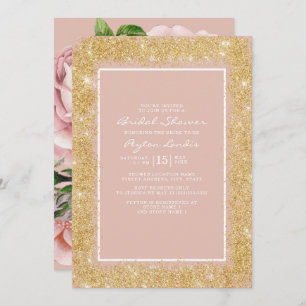 Invitation Fleurs roses vintages Fête des mariées Parties sci