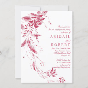 Invitation Fleurs roses Viva magenta mariage de fiançailles