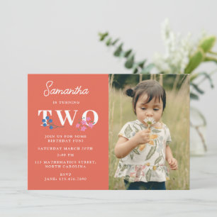 Invitation Fleurs Rouges Boho Fleurs Sauvages Enfants Photo A