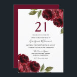 Invitation Fleurs rouges bourguignonnes 21ème anniversaire<br><div class="desc">Fleurs Rouges Bourgogne Invitation à la fête du 21e anniversaire Voir la collection correspondante dans Niche et Nest Store</div>
