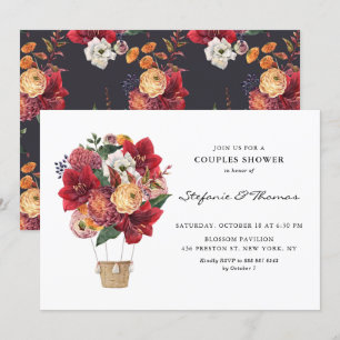 Invitation Fleurs rouges Chaud Air Balloon Couples Douche
