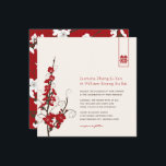 Invitation Fleurs rouges de cerisiers Sakura torse Mariage as<br><div class="desc">Rouge Rouge Rouge Moderne Sakura / Fleur de cerisier Et Branches De Fleur Avec Grand Rectangle Minimaliste Double Bonheur, Chinois / Asiatique Mariage / Engagement / Couples Douche / Fête des mariées Florale Invitation Design Carte Plat. Cette conception simple et élégante de fleurs printanières est double face. L'avant est une...</div>