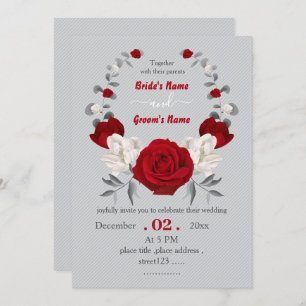 Invitation fleurs rouges et blanches mariage de couronne bota