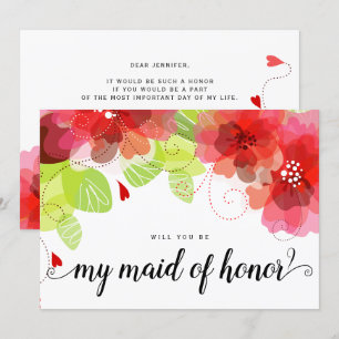 Invitation Fleurs rouges éthérées, tu seras ma servante d'hon