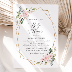 Invitation Fleurs Rouges, Fleurs Roses, Boho, Baby shower