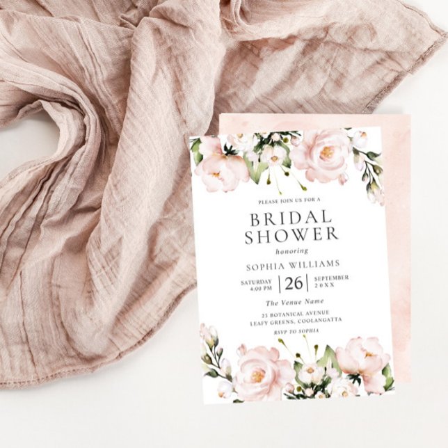 Invitation Fleurs rousses Élégante Fête des mariées Toutes le (Créateur téléchargé)