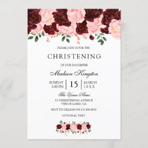 Invitation Fleurs rousses rousses de Bourgogne Christening In