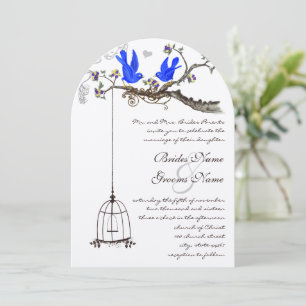 Invitation Fleurs royales bleues de Merlesbleus vintage Maria