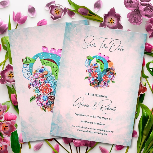 Invitation Fleurs rustiques Coeur Mariage mexicain Enregistre (Créateur téléchargé)